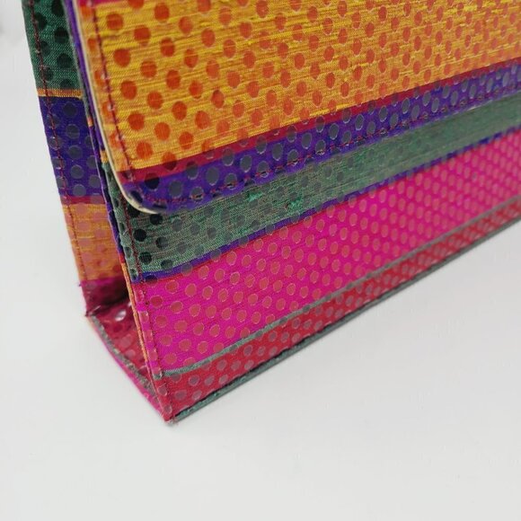 Timothy Hitsman | Vintage Multicolor Large Striped Rectangular Shaped Clutch Bag - Picture 6 of 13